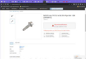 Bolt_Screw, P_S Gr Inl & Otlt Pipe Ret 26084815 _ Auto Parts Express - Google Chrome 8_23_2023...png
